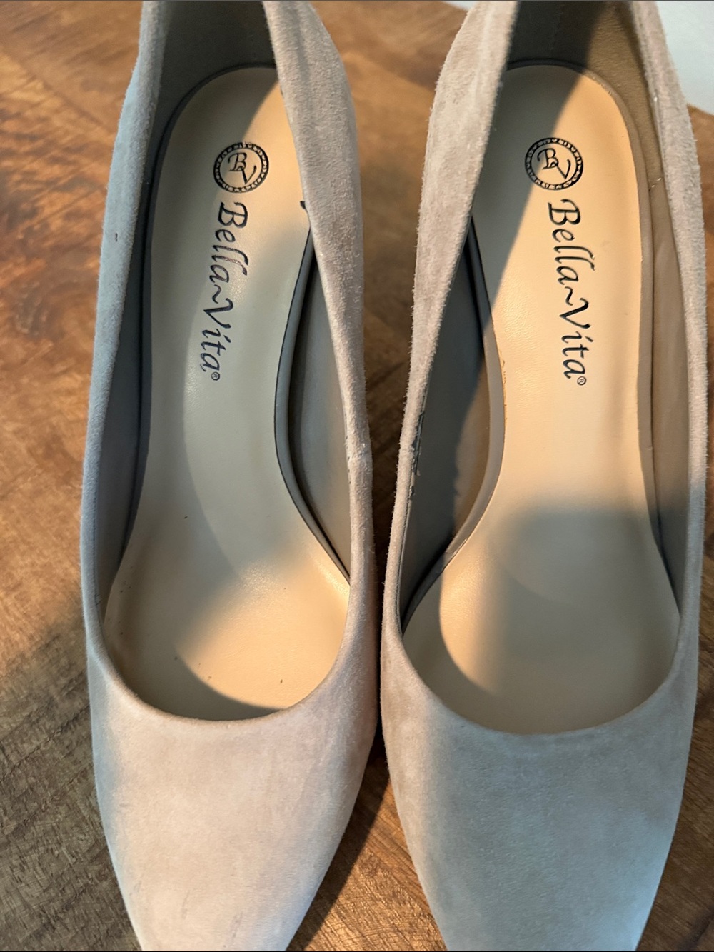 Bella Vita Taupe Suede Block Heel Pumps - Picture 2 of 8